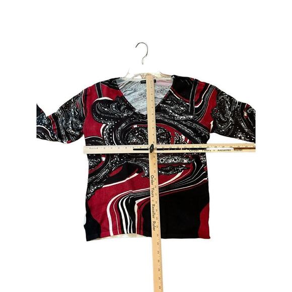 Pierri New York Cardigan Sweater Women's Medium Multicolor Abstract Print Sequin - Picture 4 of 4